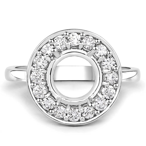 Bids.com 0.48 Carat Genuine White Diamond 14K White Gold Semi Mount Ring - holds 8.00mm Round Gemstone Rings White Smoke size 7.00,size 6.00,size 8.00