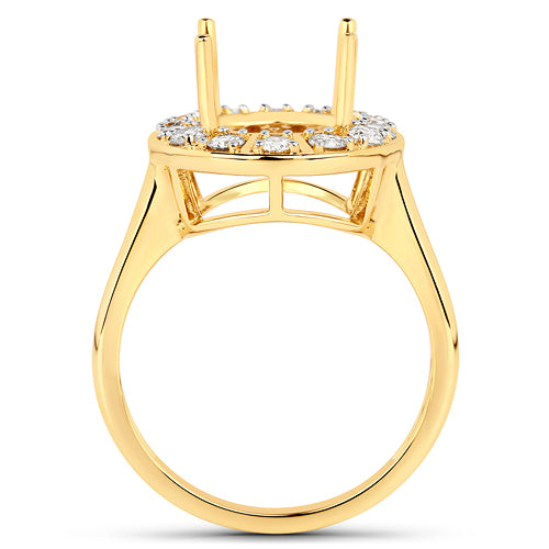 Bids.com 0.42 Carat Genuine White Diamond 14K Yellow Gold Semi Mount Ring - holds 11x9mm Oval Gemstone Rings White Smoke size 7.00,size 6.00,size 8.00