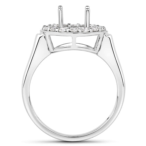 Bids.com 0.48 Carat Genuine White Diamond 14K White Gold Semi Mount Ring - holds 8.00mm Round Gemstone Rings White Smoke size 7.00,size 6.00,size 8.00