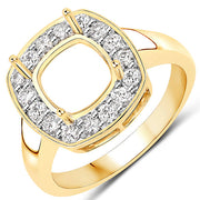 Bids.com 0.48 Carat Genuine White Diamond 14K Yellow Gold Semi Mount Ring - holds 8x8mm Cushion Gemstone Rings White Smoke size 7.00,size 6.00,size 8.00