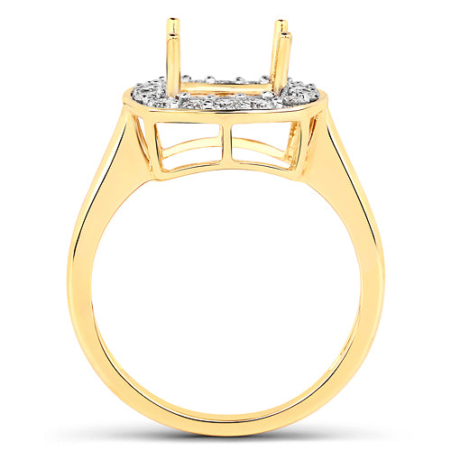 Bids.com 0.48 Carat Genuine White Diamond 14K Yellow Gold Semi Mount Ring - holds 8x8mm Cushion Gemstone Rings White Smoke size 7.00,size 6.00,size 8.00