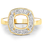 Bids.com 0.48 Carat Genuine White Diamond 14K Yellow Gold Semi Mount Ring - holds 8x8mm Cushion Gemstone Rings White Smoke size 7.00,size 6.00,size 8.00