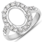 Bids.com 0.60 Carat Genuine White Diamond 14K White Gold Semi Mount Ring - holds 10x8mm Oval Gemstone Rings White Smoke size 7.00,size 6.00,size 8.00