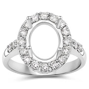 Bids.com 0.60 Carat Genuine White Diamond 14K White Gold Semi Mount Ring - holds 10x8mm Oval Gemstone Rings White Smoke size 7.00,size 6.00,size 8.00