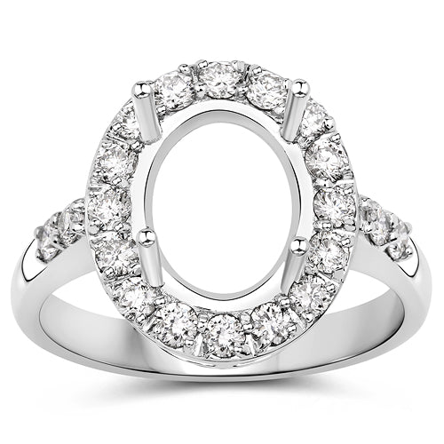 Bids.com 0.60 Carat Genuine White Diamond 14K White Gold Semi Mount Ring - holds 10x8mm Oval Gemstone Rings White Smoke size 7.00,size 6.00,size 8.00