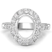 Bids.com 0.60 Carat Genuine White Diamond 14K White Gold Semi Mount Ring - holds 10x8mm Oval Gemstone Rings White Smoke size 7.00,size 6.00,size 8.00