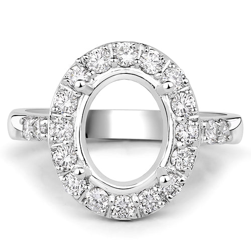 Bids.com 0.60 Carat Genuine White Diamond 14K White Gold Semi Mount Ring - holds 10x8mm Oval Gemstone Rings White Smoke size 7.00,size 6.00,size 8.00