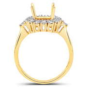 Bids.com 0.54 Carat Genuine White Diamond 14K Yellow Gold Semi Mount Ring - holds 9x7mm Cushion Gemstone Rings White Smoke size 7.00,size 6.00,size 8.00