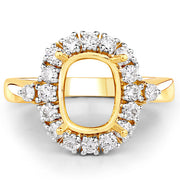 Bids.com 0.54 Carat Genuine White Diamond 14K Yellow Gold Semi Mount Ring - holds 9x7mm Cushion Gemstone Rings White Smoke size 7.00,size 6.00,size 8.00