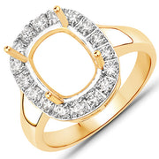 Bids.com 0.51 Carat Genuine White Diamond 14K Yellow Gold Semi Mount Ring - holds 10x8mm Cushion Gemstone Rings White Smoke size 7.00,size 6.00,size 8.00