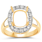 Bids.com 0.51 Carat Genuine White Diamond 14K Yellow Gold Semi Mount Ring - holds 10x8mm Cushion Gemstone Rings White Smoke size 7.00,size 6.00,size 8.00