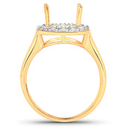 Bids.com 0.51 Carat Genuine White Diamond 14K Yellow Gold Semi Mount Ring - holds 10x8mm Cushion Gemstone Rings White Smoke size 7.00,size 6.00,size 8.00