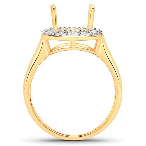 Bids.com 0.51 Carat Genuine White Diamond 14K Yellow Gold Semi Mount Ring - holds 10x8mm Cushion Gemstone Rings White Smoke size 7.00,size 6.00,size 8.00