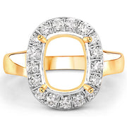 Bids.com 0.51 Carat Genuine White Diamond 14K Yellow Gold Semi Mount Ring - holds 10x8mm Cushion Gemstone Rings White Smoke size 7.00,size 6.00,size 8.00