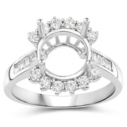 Bids.com 0.58 Carat Genuine White Diamond 14K White Gold Semi Mount Ring - holds 9.00mm Round Gemstone Rings White Smoke size 6.00,size 7.00,size 8.00