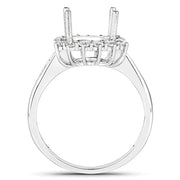 Bids.com 0.58 Carat Genuine White Diamond 14K White Gold Semi Mount Ring - holds 9.00mm Round Gemstone Rings White Smoke size 6.00,size 7.00,size 8.00