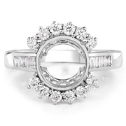 Bids.com 0.58 Carat Genuine White Diamond 14K White Gold Semi Mount Ring - holds 9.00mm Round Gemstone Rings White Smoke size 6.00,size 7.00,size 8.00