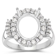 Bids.com 0.83 Carat Genuine White Diamond 14K White Gold Semi Mount Ring - holds 11x9mm Oval Gemstone Rings White Smoke size 7.00,size 6.00,size 8.00