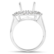 Bids.com 0.83 Carat Genuine White Diamond 14K White Gold Semi Mount Ring - holds 11x9mm Oval Gemstone Rings White Smoke size 7.00,size 6.00,size 8.00
