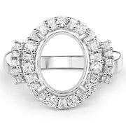 Bids.com 0.83 Carat Genuine White Diamond 14K White Gold Semi Mount Ring - holds 11x9mm Oval Gemstone Rings White Smoke size 7.00,size 6.00,size 8.00