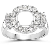Bids.com 0.73 Carat Genuine White Diamond 14K White Gold Semi Mount Ring - holds 8x8mm Cushion Gemstone Rings White Smoke size 7.00,size 6.00,size 8.00