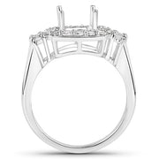 Bids.com 0.73 Carat Genuine White Diamond 14K White Gold Semi Mount Ring - holds 8x8mm Cushion Gemstone Rings White Smoke size 7.00,size 6.00,size 8.00