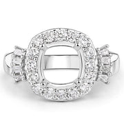 Bids.com 0.73 Carat Genuine White Diamond 14K White Gold Semi Mount Ring - holds 8x8mm Cushion Gemstone Rings White Smoke size 7.00,size 6.00,size 8.00