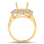 Bids.com 0.79 Carat Genuine White Diamond 14K Yellow Gold Semi Mount Ring - holds 11x9mm Oval Gemstone Rings White Smoke size 7.00,size 6.00,size 8.00