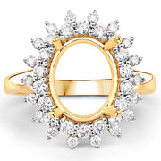 Bids.com 0.79 Carat Genuine White Diamond 14K Yellow Gold Semi Mount Ring - holds 11x9mm Oval Gemstone Rings White Smoke size 7.00,size 6.00,size 8.00