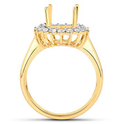 Bids.com 0.54 Carat Genuine White Diamond 14K Yellow Gold Semi Mount Ring - holds 11x9mm Oval Gemstone Rings White Smoke size 6.00,size 7.00,size 8.00