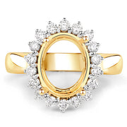 Bids.com 0.54 Carat Genuine White Diamond 14K Yellow Gold Semi Mount Ring - holds 11x9mm Oval Gemstone Rings White Smoke size 6.00,size 7.00,size 8.00