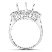 Bids.com 0.89 Carat Genuine White Diamond 14K White Gold Semi Mount Ring - holds 11x9mm Pear Gemstone Rings White Smoke size 7.00,size 6.00,size 8.00