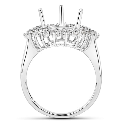 Bids.com 0.89 Carat Genuine White Diamond 14K White Gold Semi Mount Ring - holds 11x9mm Pear Gemstone Rings White Smoke size 7.00,size 6.00,size 8.00
