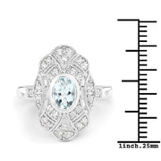 Bids.com 1.02 Carat Genuine Aquamarine and White Topaz .925 Sterling Silver Ring Rings White Smoke size 7.00,size 5.00,size 6.00,size 8.00,size 9.00,size 10.00,size 6.50,size 6.75