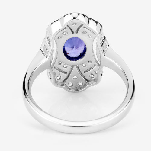Bids.com 1.17 Carat Genuine Tanzanite and White Topaz .925 Sterling Silver Ring Rings White Smoke size 5.00,size 6.00,size 7.00,size 8.00,size 9.00,size 10.00