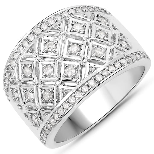 Bids.com 0.52 Carat Genuine White Diamond .925 Sterling Silver Ring Rings White Smoke size 7.00,size 6.00,size 8.00,size 9.00