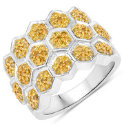 Bids.com 0.75 Carat Genuine Yellow Diamond .925 Sterling Silver Ring Rings White Smoke size 7.00,size 6.00,size 8.00,size 5.00,size 9.00,size 10.00,size 11.00
