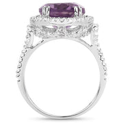 Bids.com 5.55 Carat Genuine Amethyst & White Topaz .925 Sterling Silver Ring Rings White Smoke size 6.00,size 6.50,size 7.00,size 8.00,size 9.00,size 5.00