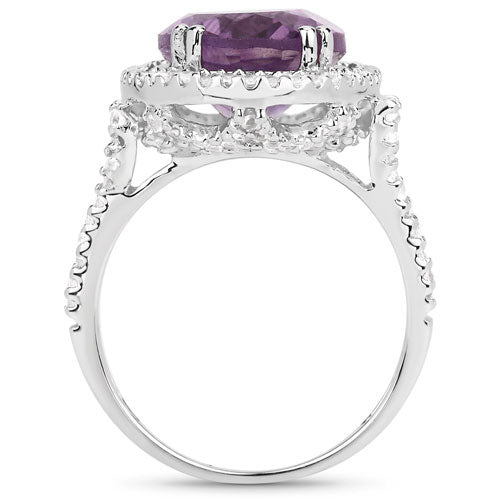 Bids.com 5.55 Carat Genuine Amethyst & White Topaz .925 Sterling Silver Ring Rings White Smoke size 6.00,size 6.50,size 7.00,size 8.00,size 9.00,size 5.00