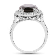 Bids.com 5.80 Carat Genuine Smoky Quartz & White Topaz .925 Sterling Silver Ring Rings White Smoke size 6.00,size 7.00,size 8.00,size 9.00,size 5.00,size 10.00