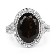 Bids.com 5.80 Carat Genuine Smoky Quartz & White Topaz .925 Sterling Silver Ring Rings White Smoke size 6.00,size 7.00,size 8.00,size 9.00,size 5.00,size 10.00