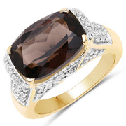 Bids.com 6.65 Carat Genuine Smoky Quartz and White Topaz .925 Sterling Silver Ring Rings White Smoke size 6.00,size 8.00,size 7.00,size 9.00