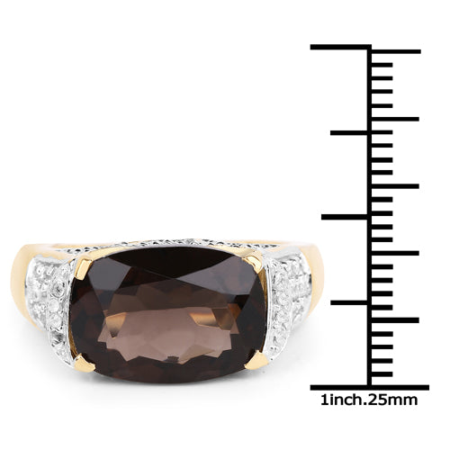 Bids.com 6.65 Carat Genuine Smoky Quartz and White Topaz .925 Sterling Silver Ring Rings White Smoke size 6.00,size 8.00,size 7.00,size 9.00