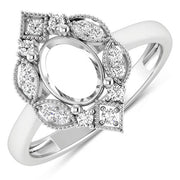 Bids.com 0.20 Carat Genuine White Diamond 14K White Gold Semi Mount Ring - holds 8x6mm Oval Gemstone Rings White Smoke size 6.00,size 7.00,size 8.00