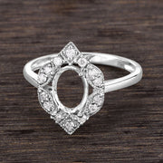 Bids.com 0.20 Carat Genuine White Diamond 14K White Gold Semi Mount Ring - holds 8x6mm Oval Gemstone Rings Dark Slate Gray size 6.00,size 7.00,size 8.00