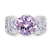 Bids.com 4.07 Carat Genuine Amethyst & Tanzanite .925 Sterling Silver Ring Rings White Smoke size 6.00,size 8.00,size 7.00,size 9.00,size 5.00,size 10.00
