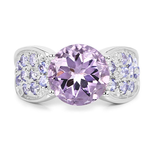 Bids.com 4.07 Carat Genuine Amethyst & Tanzanite .925 Sterling Silver Ring Rings White Smoke size 6.00,size 8.00,size 7.00,size 9.00,size 5.00,size 10.00