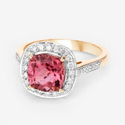 Bids.com 2.71 Carat Genuine Royal Pink Tourmaline and White Diamond 14K Yellow Gold Ring Rings Lavender size 7.00,size 6.00,size 8.00