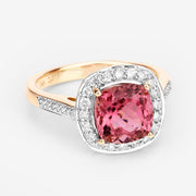 Bids.com 2.71 Carat Genuine Royal Pink Tourmaline and White Diamond 14K Yellow Gold Ring Rings Lavender size 7.00,size 6.00,size 8.00