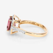 Bids.com 2.71 Carat Genuine Royal Pink Tourmaline and White Diamond 14K Yellow Gold Ring Rings White Smoke size 7.00,size 6.00,size 8.00